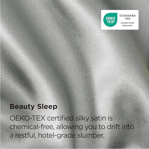 Bedsure King Size Satin Pillowcase Set of 2 - Silver Grey Pillow Covers for Hair and Skin with Envelope Closure, Similar to Silk Pillow Cases, Gifts for Women Men, 20x36 Inches, 2pcs 7