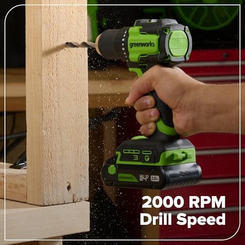 GREENWORKS 24V 1/2" Brushless Cordless Drill (400 In-lbs.), 2.0Ah (12,000mAh Power Bank) USB-C Batteries, 3.3 FT Braided Cable, 30W Charger 9