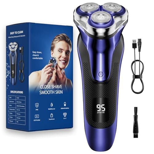 Electric Razor Electric Shaver for Men Face, with Pop Up Trimmer Waterproof Wet Dry Rechargeable Shaver Blue