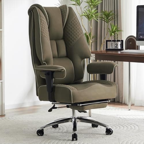 EXCEBET Big and Tall Office Chair 400lbs Wide Seat, Mesh High Back Executive Office Chair with Foot Rest, Ergonomic Chairs Lumbar Support for Lower Back Pain Relief (Mesh Light Green)