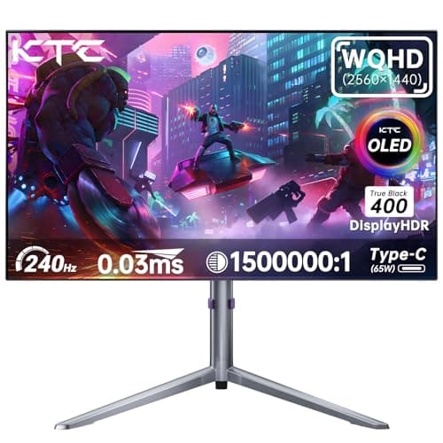 KTC 27-inch OLED Gaming Monitor | QHD 2560x1440P | 240Hz 0.03ms GTG | 1.5M:1 Contrast Ratio | DisplayHDR True Black 400 | 65W USB Type-C | Dual Speakers | Comes with Type-C, HDMI & DP Cables Included