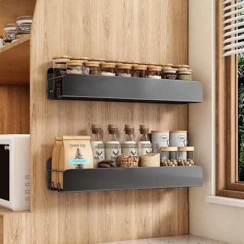 Kitstorack 2 Pack Spice Rack Wall Mount for Home, Kitchen, Pantry Organizers and Storage