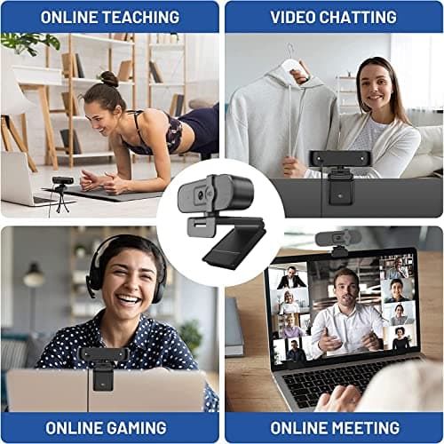 Nolansend 4K Webcam for PC, Auto-Zoom,with Remote Control,Privacy Cover, White Balance, Webcam with Microphone, Plug & Play, 4K Web Camera for Laptop/Desktop, Video Calling,Conferencing 7