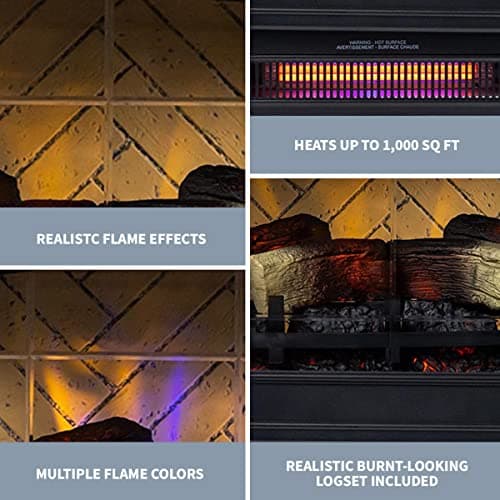Country Living Infrared Freestanding Electric Fireplace Stove Heater in Bronze | Provides Supplemental Zone Heat with Remote, Multiple Flame Colors, Metal Design with Faux Wooden Logs 10
