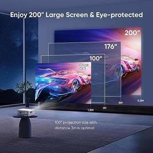 Projector with WiFi and Bluetooth, Upgrade Outdoor Projector, Mini Movie Projector Supports 1080P Synchronize Smartphone Screen by WiFi/USB Cable for Home Entertainment (WiFi) 6
