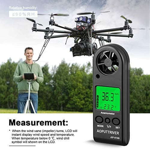 Anemometer Handheld Wind Speed Meter for Measuring Wind Speed Temperature and Max/Average/Current, High Precision Anemometer Measuring for Windsurfing Sailing Fishing Outdoor Activities 7