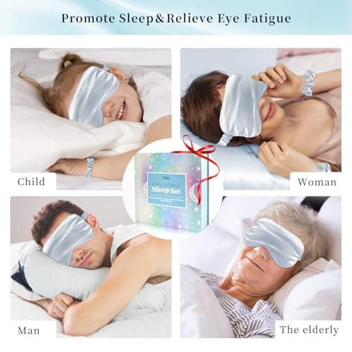 my novel things Satin Pillowcase Gift Set with Silk Satin Sleep Mask 4 Scrunchies, 2Pack Standard Size Pillow Cases Set Luxury Sleeping Gift 7 Pack Set Suitable for Women Birthday Gift 7