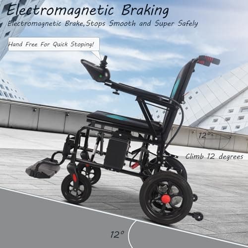 Electric Wheelchair,All Terrain Motorized Wheelchair for Seniors,Long Range Lightweight Foldable Electric Wheelchair15 Mile Range, 500W Motor 6