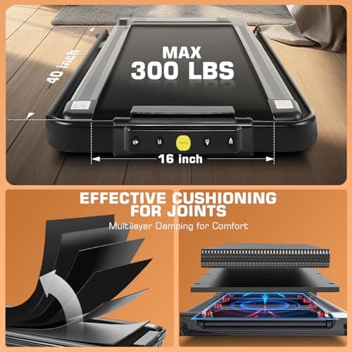 ANCHEER Treadmills with Incline, Under Desk /2s Folding/Max 300 lb Capacity-Walking Pad/Compact Electric Treadmill for Home/Gym/Office with LED Touch Screen/Remote Watch 8