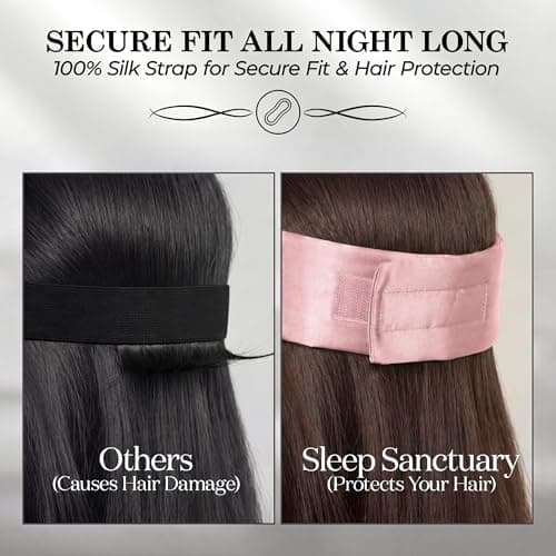 SLEEP SANCTUARY 100% Pure Mulberry Silk Sleep Mask - 22 Momme Light Blocking Hook & Loop Silk Eye Mask for Sleeping - Secure Fit for Side Sleepers, Women & Men - Cloud Soft (Pink) 5
