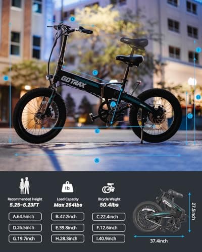 Gotrax R1 20" Folding Electric Bike with 40 Miles Range by 48V Battery, 20Mph Power by 350W, Weighs Only 45lbs, LCD Display & 5 Pedal-Assist Levels, Suitable for Leisure Riding&Commuting Black 9
