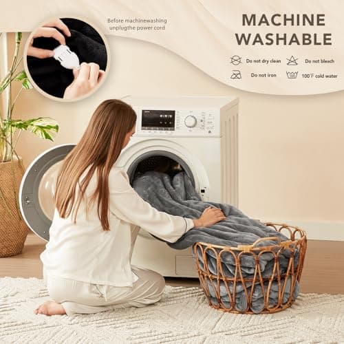 Homemate Electric Heated Blanket Twin - 62"x84" Heating Bed Blankets Throw with 10 Heating Levels 8 Hours Auto Off Fast Heating Over-Heated Protection Ultra Soft Warm Flannel ETL Certified Grey 8