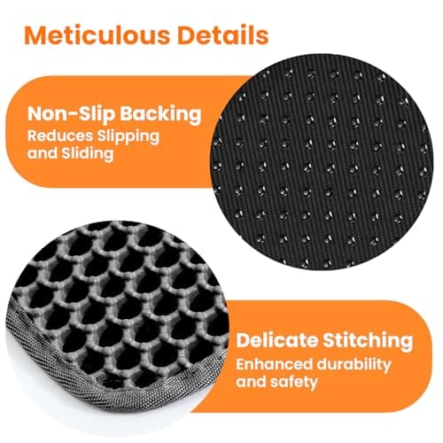 Petinstinct Cat Litter Mat, 24x18 Inches Large Double Layer Honeycomb Cat Litter Trapping Mat, Non Slip Waterproof Urine Proof Cat Litter Box Mat for Floor, Kitty Litter Rug, Cat Supplies, Black 8