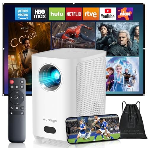 [Electric Focus] Projector with WiFi and Bluetooth, Native 1080P 15,000 Lumens 4K Supported, Agreago Outdoor Movie Projector for Home Theater UP to 300", for iOS/Android/TV Stick/HDMI/USB