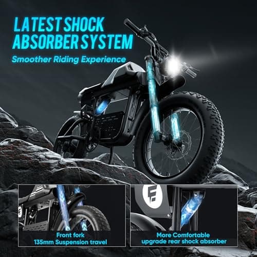 eAhora 2000W Electric Bike - Adults 36MPH Ebike 48V 30Ah Long Range Electric Dirt Bike, 20" Fat Tire Electric Mountain Bike Full Suspension Electric Motorcycle for Off Road 6