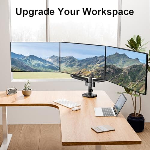 MOUNT PRO Triple Monitor Mount, 3 Monitor Desk Arm fits Three Max 27" LCD Computer Screens, up to 17.6lbs Each, Premium Gas Spring Display Stand with Tilt Swivel Rotation, Vesa Mount 75x75,100x100 8