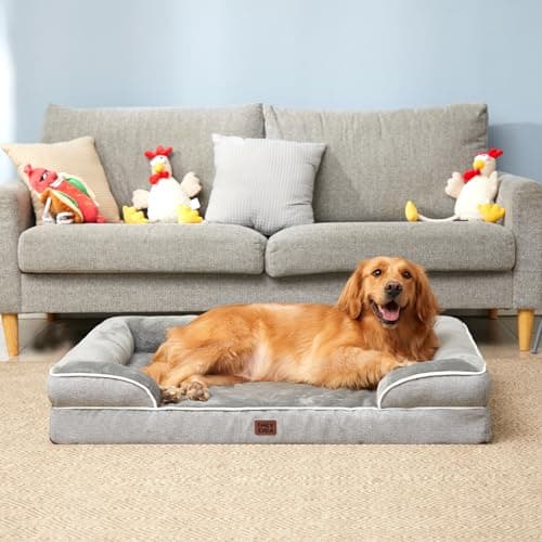 EHEYCIGA Orthopedic Dog Beds for Extra Large Dogs 44x32Inch, Waterproof Memory Foam XL Pet Bed with Sides, Non-Slip and Egg-Crate Foam Big Dog Couch Bed with Washable Removable Cover, Grey 8