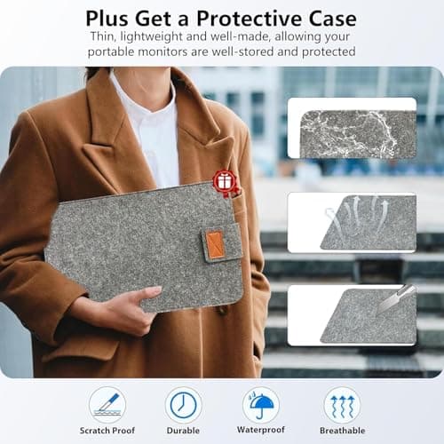 InnoView Portable Monitor Touchscreen 15.6" 1080P 10-Point Touch Screen Monitor Portable with Protective Sleeve Built-in Stand, 1200:1 HDMI USB C Travel Monitors for Laptop, PC, Phone 8