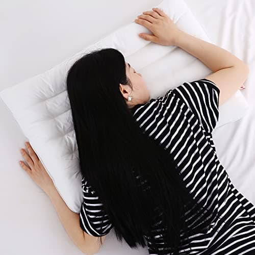 HOMBYS Ultra Thin Flat Pillow for Sleeping, Thin Pillow for Back Sleeper, Supportive Stomach Sleeping Pillow, Slim Bed Pillow, Machine Washable-Standard Size 18x26, White 6