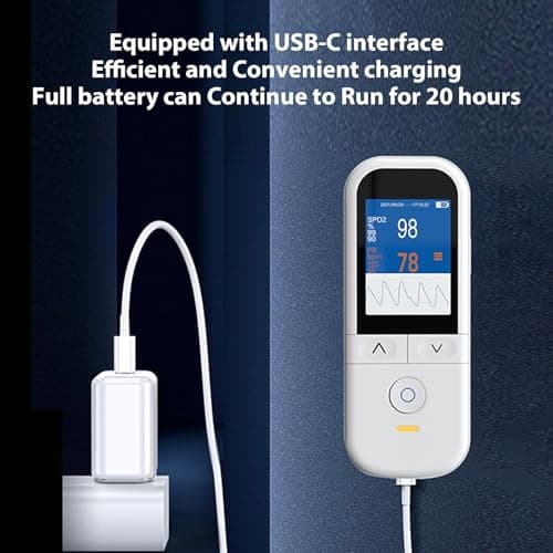 Medical Grade Pulse Oximeter for Adults - Continuous Monitoring, Adjustable SpO2 & Pulse Alarms, Rechargeable Handheld Oximeter Profesional Oximetro, Data Traceability, Instant Alarm 6