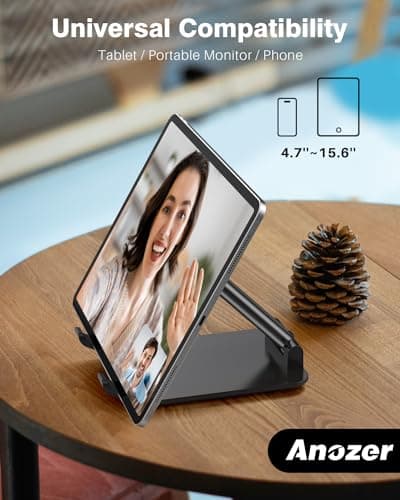 Anozer Tablet Stand Foldable & Adjustable, Portable Monitor Stand 5.55*3.94" Wide, Fit for iPad Holder Stand Compatible with iPad Pro 11, 12.9/for iPad 10.9; Surface Pro; Portable Monitor 4.7-15.6" 6