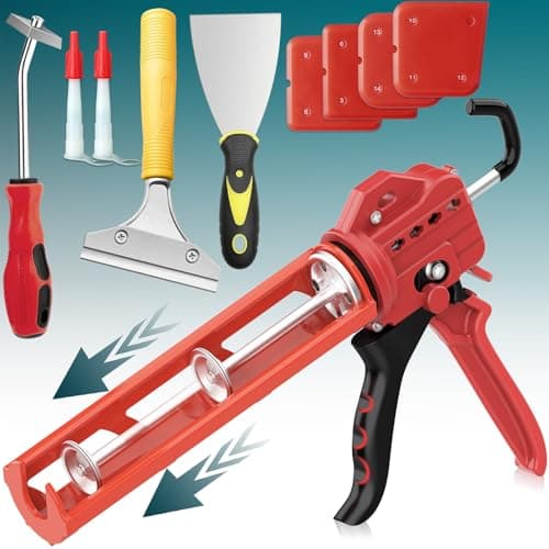 2025 One-Touch Drip-Free Caulk Gun & Caulk Remover Tool | Effortless & Professional Design with Heavy-Duty Metal Body, 18:1 Thrust Ratio | For 9, 10, 11 oz Silicone Tubes
