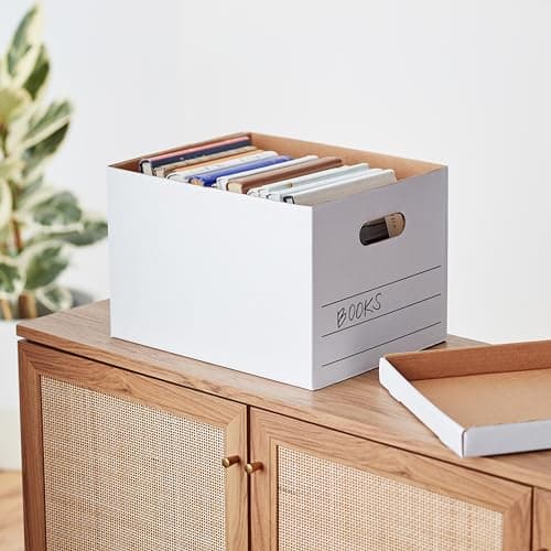 Amazon Basics Storage/Filing Boxes with Lift-Off Lid, Letter/Legal Size, Collapsible, Tape-Free Assembly, White, 16.2" L x 12.5" W x 10.5" H, 20-Pack 7