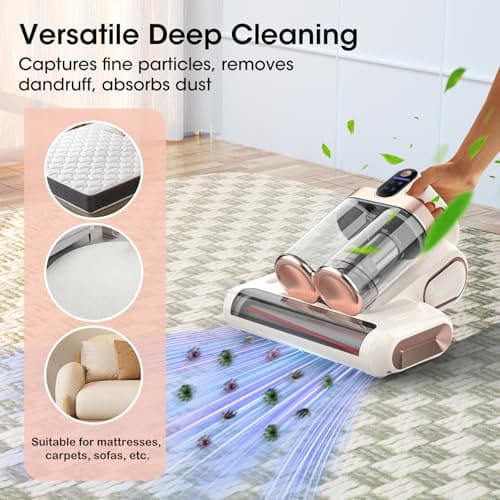 Mattress Vacuum Cleaner with 253.7nm UV-C Light 16Kpa Handheld Vacuum Cordless Bed Vacuum Cleaner HEPA Filter & Ultrasonic, Portable Vacuums for Bed Couch Sofa Crib Birthday Gifts for Her women mom 7