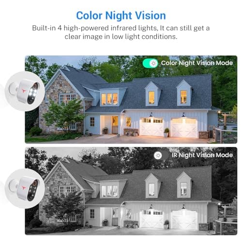 HopeFlex Security Camera Wireless, Human Detection, Live View, Cloud Storage, Color Night Vision, 2.4G WiFi, Indoor Outdoor Surveillance, Battery Powered 5