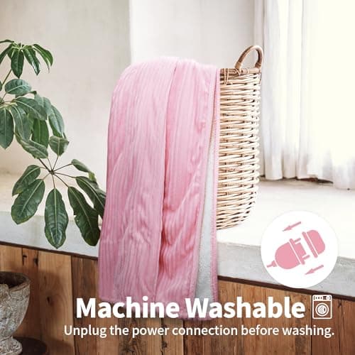 Texciting Heated Blanket Electric Blanket Throw 50”X60”-Heating Throw with 5 Heat Settings-3 Hours Auto Off,ETL Certified,Machine Washable (Pink) 6