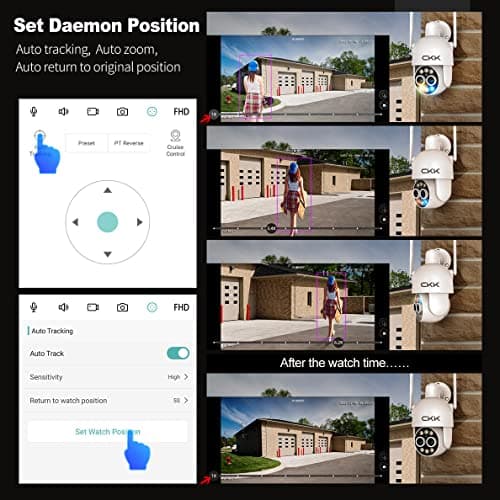 CKK Wireless Security Camera Outdoor, 4MP+4MP HD PTZ Camera for Home Security, Motion Tracking, WiFi, 8X Dual Optical Zoom, Person Detection, Spotlight Color Night Vision, APP Control,No Add to NVR 5