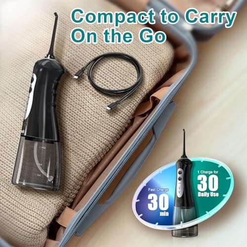 Cordless Water Flosser for Teeth & Gums – Nicefeel 300ml Portable Oral Irrigator, 3 Modes, Fast Charge, IPX7 Waterproof – Home & Travel Dental Care, Tonsil Stones Cleaner 9