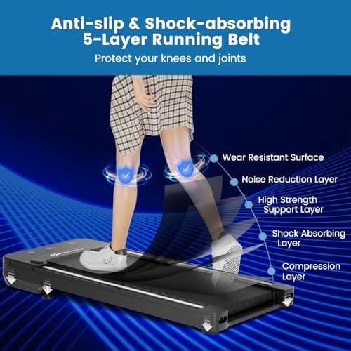 Goplus Under Desk Treadmill, Electric Treadmill Walking Pad with Touchable LED Display and Wireless Remote Control, Built-in 3 Workout Modes and 12 Programs, Running Jogging for Home Office 6