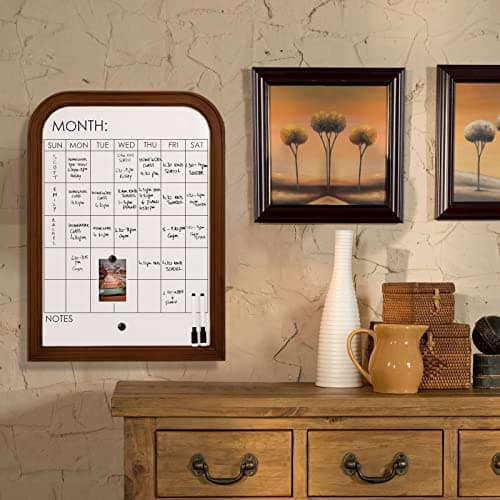 Walnut Magnetic Whiteboard Calendar with Solid Wood Frame - Monthly Dry Erase Wall Calendar for Home or Office - 17"x23" 7