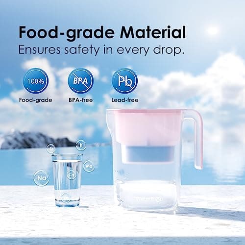 Waterdrop Alkaline Water Filter Pitcher with 1 Filter, Healthy, Clean & Toxin-Free Mineralized Alkaline Water (100 Gallons), Up to PH 9.5, BPA Free, 7-Cup, Pink 8