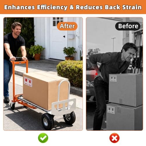 Aluminum 4 in 1 Convertible Hand Truck Dolly, 1000Lbs Capacity, Heavy Duty Folding Hand Truck Dolly Cart with Wheels 10" All-Terrain Tires, Hand Trucks for Logistics, Moving Home, Shopping, Office 7