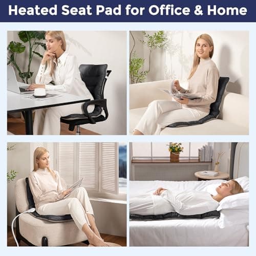 Heated Seat Cushion for Office Chair, Heated Seat Pad for Pain Relief Promote Blood Circulation with 3 Heat Levels & 90mins Auto-off, Chair Warmer for Back, Waist, Hips, Thighs Home Office Use Dark 6