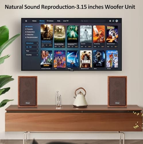 cinnkeyi 40W Computer Speakers, Bluetooth Bookshelf Speakers,2.0 AC Powered Wooden PC Speakers with Strong Bass,7.28" X 2 AC Powered USB Input Speakers with DSP,Wooden Speaker for Laptop 5