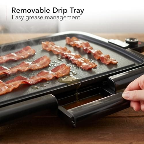 OVENTE Electric Griddle with 16 x 10 Inch Flat Non-Stick Cooking Surface, Removable and Adjustable Temperature Control, Indoor Grill for Instant Breakfast, Pancakes, Eggs or Burgers, Black GD1610B 7
