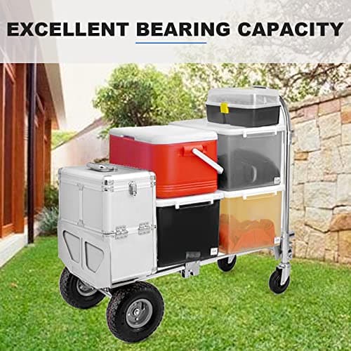 TOPDEEP 2 in 1 Aluminum Hand Truck, Industrial Convertible Hand Truck and Dolly 1000 LBS Capacity, Heavy Duty Hand Truck Flatform Cart with 10" Hi Tech Rubber Wheels 9