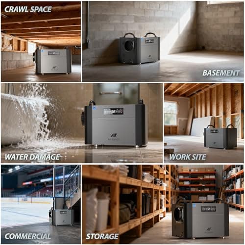 Airzentti 155 Pints Commercial Dehumidifier for Basement with Pump and Drain Hose, Large Space Dehumidifier for Crawl Space, Attic, Garage, Home, Industrial, Water Damage, Auto Defrost, Energy Star 8