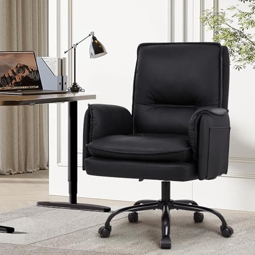 IWMH Office Chair for Home, 400lbs Heavy Duty Big and Tall Executive Desk Chair with Ergonomic Lumbar Support, PU Leather Adjustable Height Computer Chairs for Women (Black) 9