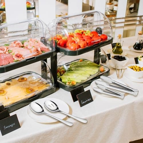 12PCS Stainless Steel Serving Utensils Sets - Large Serving Spoons,Slotted Spoons,Serving Tongs,Appetizer Tongs,Utensills Sets for Buffet Catering Banquet Party (Silver) 7