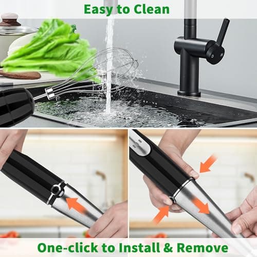 Cordless Immersion Blender Handheld, Rechargeable 4 In 1 Electric Hand Blender Stick Blender Variable Speed with Chopper, Beaker, Whisk, Stainless Steel Blade for Soup, Baby Food, Smoothies 7