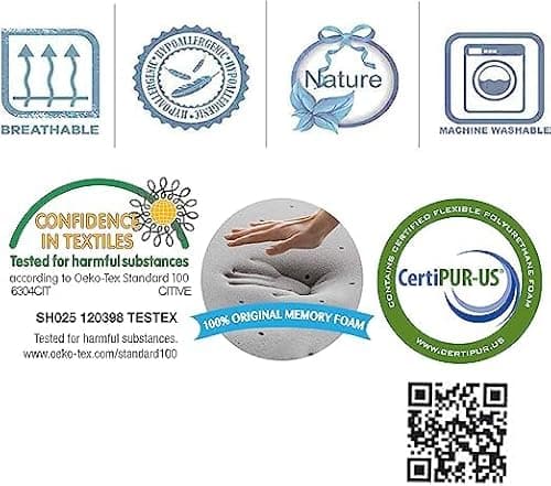 Comfyt Slim Memory Foam Pillow for Stomach and Back Sleepers, Cooling Gel Pillow for Sleeping, Thin, Soft and Flat Design with Gel Cooling (2.8-Inch Height, Best for Women) 6