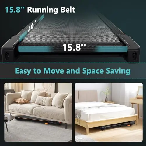 Walking Pad with Incline, Under Desk Treadmill for Home Office, 2.5HP Portable Treadmills with Panel & Remote Control, 4 in 1 Walking Running Machine Manual Incline, Compact Treadmill 265LB Capacity 5