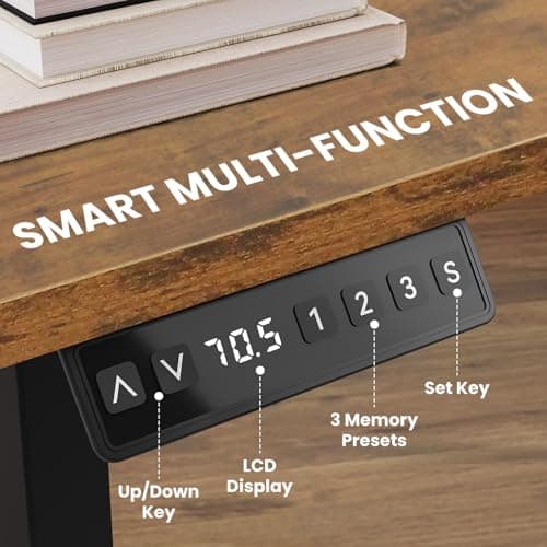 Electric Standing Desk Adjustable Height - Rolling Sit to Stand Desks on Wheels - Mobile Standup Computer Table 48 Inch Brown One Piece Desktop and Rising Frame with Storage for Home Office & Gaming 5