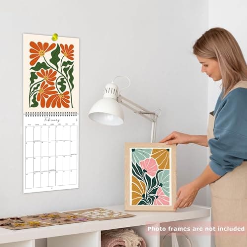 2026 Wall Calendar Art Floral, Aesthetic 18 Months Wall Calendar from January 2026 - June 2027, Unique Modern Hanging Monthly Calendar for Home Office Decor, 8.2" x 23" Open 5