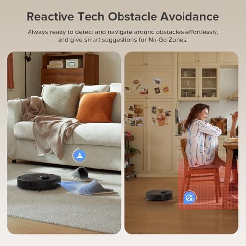 roborock Qrevo Series Robot Vacuum and Mop, 8000Pa Suction, Upgraded from Qrevo S, Anti-Tangle Brushes, Smart Obstacle Avoidance, Auto Mop Washing, All-in-One Dock, 200RPM Spinning Mops, Black(QV 35A) 7