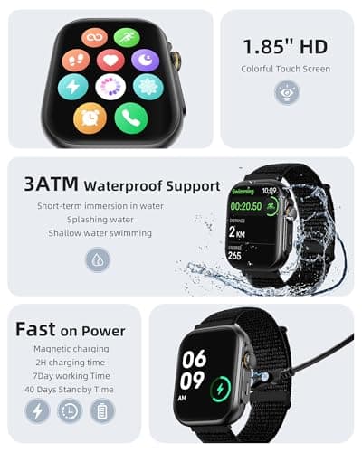 Parsonver Built-in GPS Smart Watch for Men Women with Bluetooth Calling, GPS Fitness Activity Tracker 100+ Sport Modes, Heart Rate Sleep Monitor, Waterproof Pedometer for Android & iPhone(Two Bands) 7